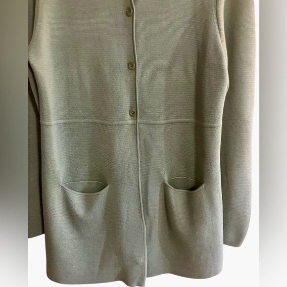 Eileen Fisher 80% Silk Tunic Jacket Sweater Cardigan Button Front Sea Green Med - Picture 5 of 12